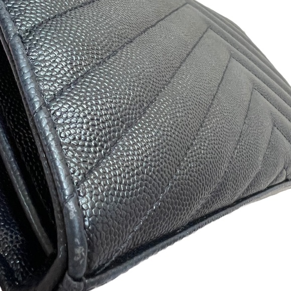 YSL / SAINT LAURENT BLACK CLASSIC CASSANDRE WALLET ON CHAIN IN GRAINED LEATHER - Picture 15 of 16